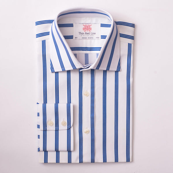 Ascot Stripe White & Navy Classic Shirt
