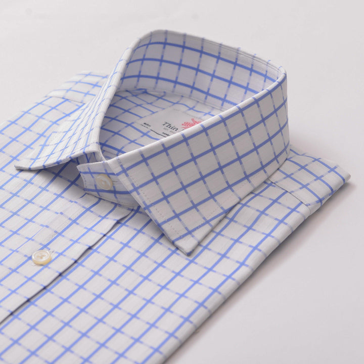 Cotswold check white & sky classic shirt - Thin Red Line 