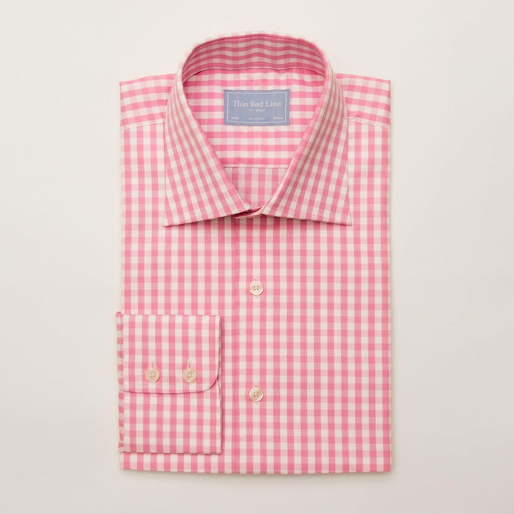 Wild gingham check pink & white extra slim fit shirt - Thin Red Line 