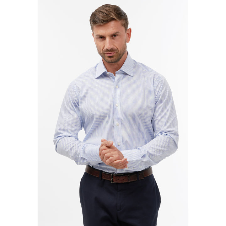 Pencil Check White & Sky Blue, Classic Fit Shirt | Thin Red Line | Men ...