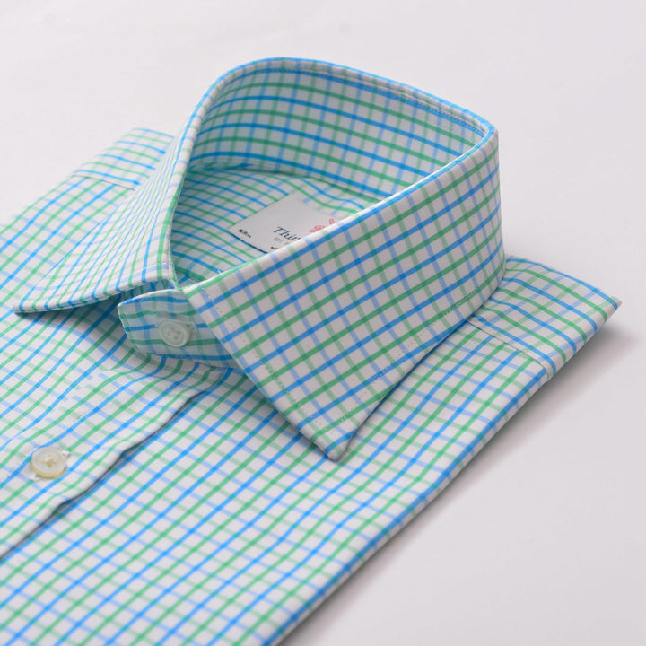 Double gingham blue & green classic shirt - Thin Red Line 