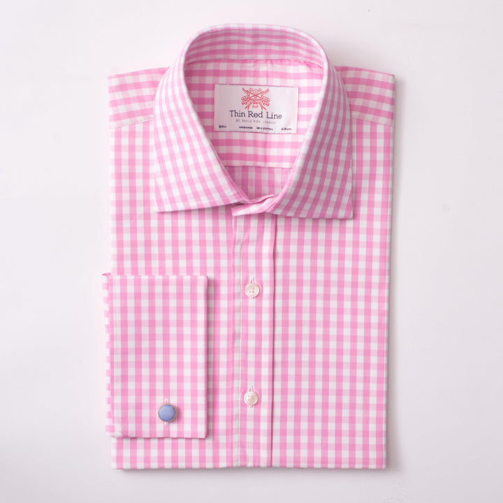 Wild gingham check pink & white slim shirt - Thin Red Line 