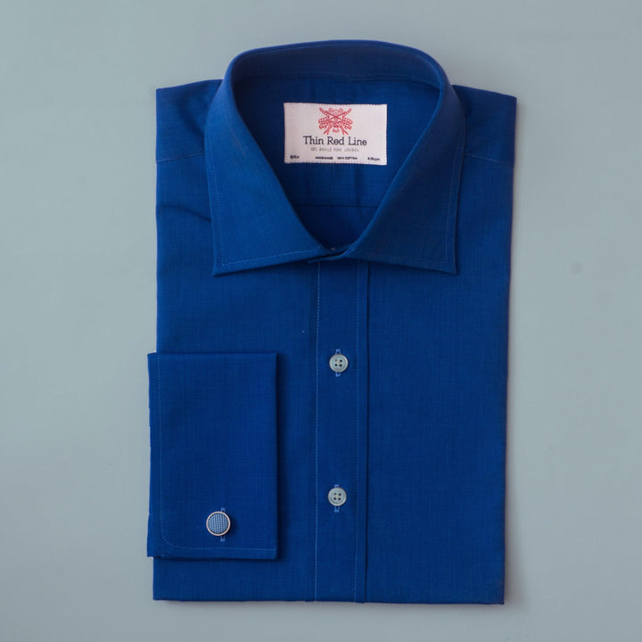 End on end french blue slim shirt - Thin Red Line 