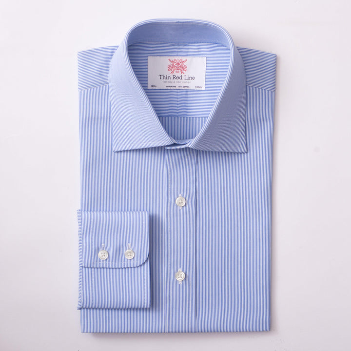 Small Bengal Stripe Azure Classic Shirt - Thin Red Line 