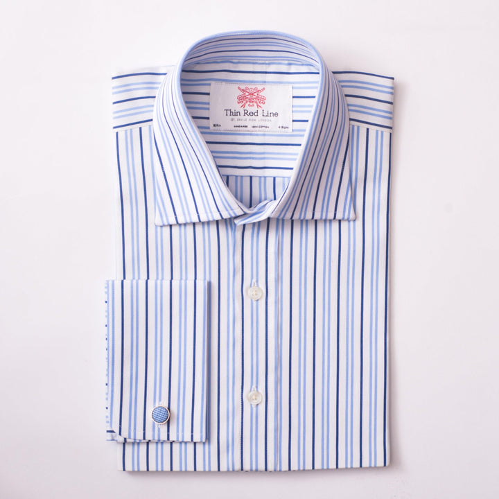Double Stripe Sky Blue & Navy Blue, Classic Fit Shirt | Thin Red Line ...
