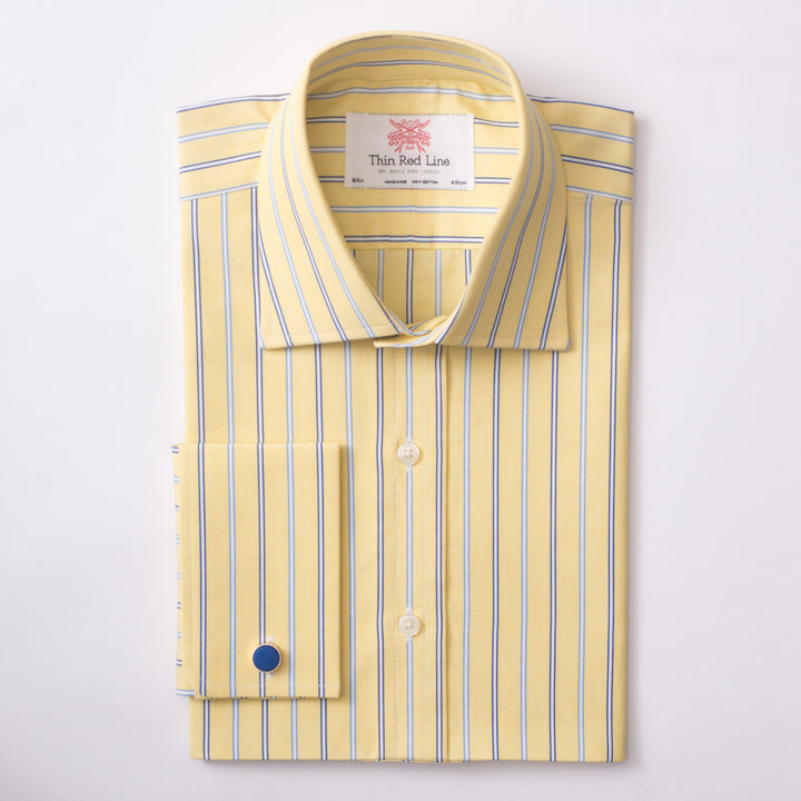 Welby stripe yellow & sky classic shirt - Thin Red Line 