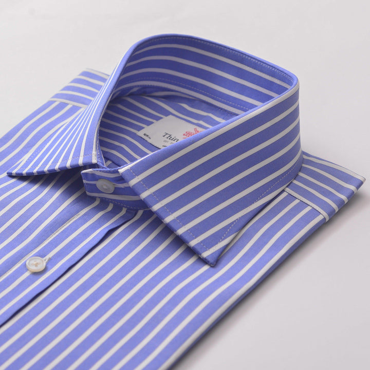 Regent stripe azure slim shirt - Thin Red Line 