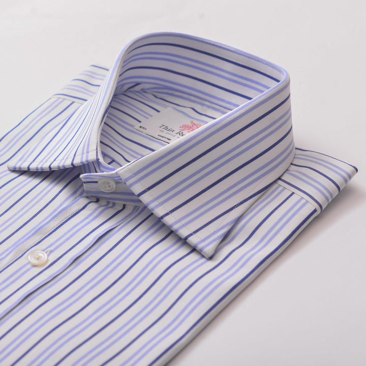 Double stripe sky & navy slim shirt - Thin Red Line 
