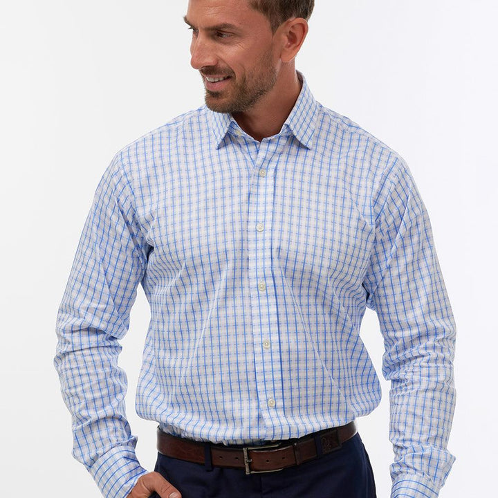 Costwold Check Sky & White, Slim Fit Shirt | Thin Red Line | Men's Shirt