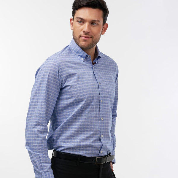 Prince of wales royal blue casual shirt - Thin Red Line 