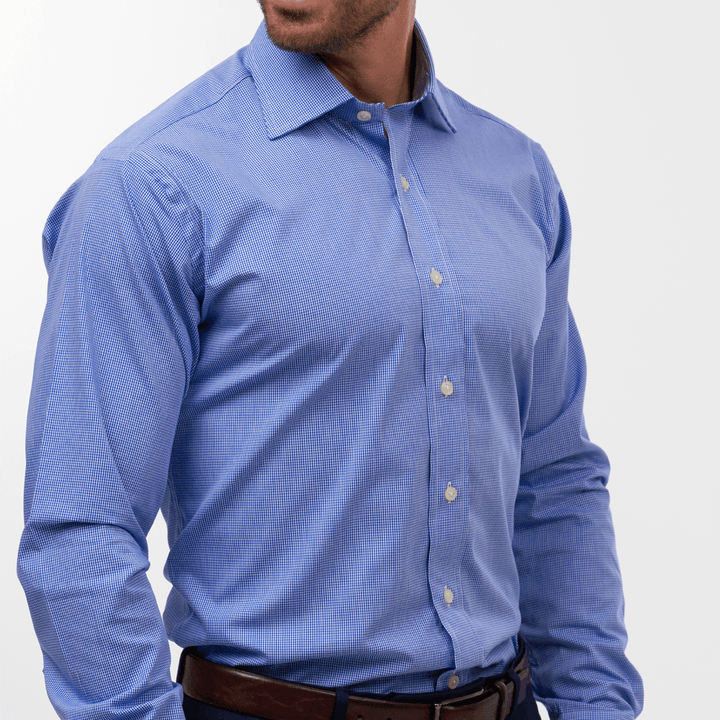 Small gingham check royal blue classic shirt - Thin Red Line 