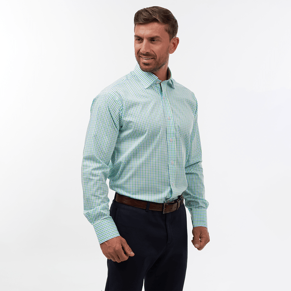 Double gingham blue & green classic shirt - Thin Red Line 