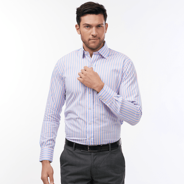 Riviera Stripe Sky & Pink Formal Shirt - Thin Red Line 