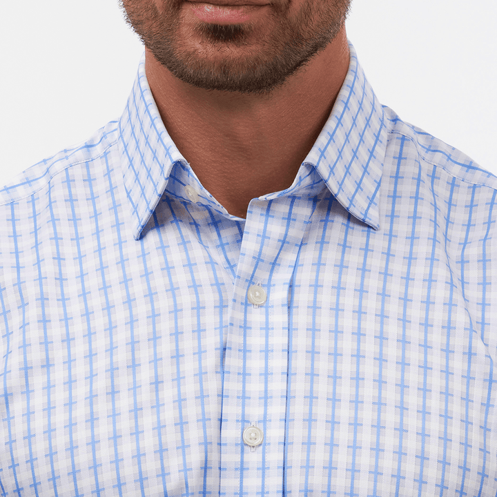 Cotswold check sky & white slim shirt - Thin Red Line 