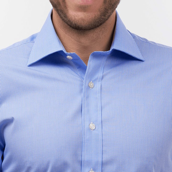 Small gingham check azure classic shirt - Thin Red Line 