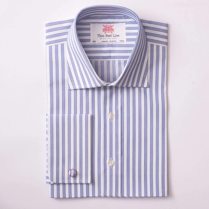 Kent stripe white & navy classic shirt - Thin Red Line 
