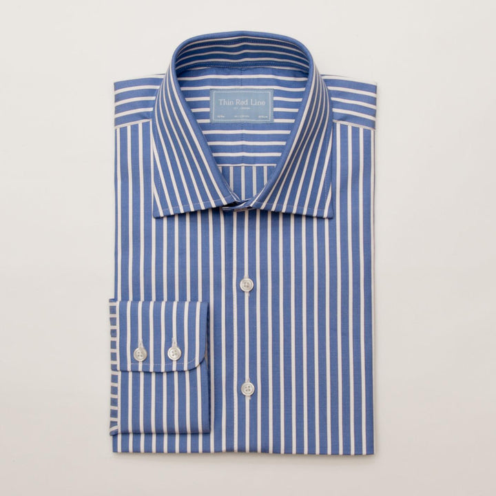 Regent stripe azure extra slim fit shirt - Thin Red Line 