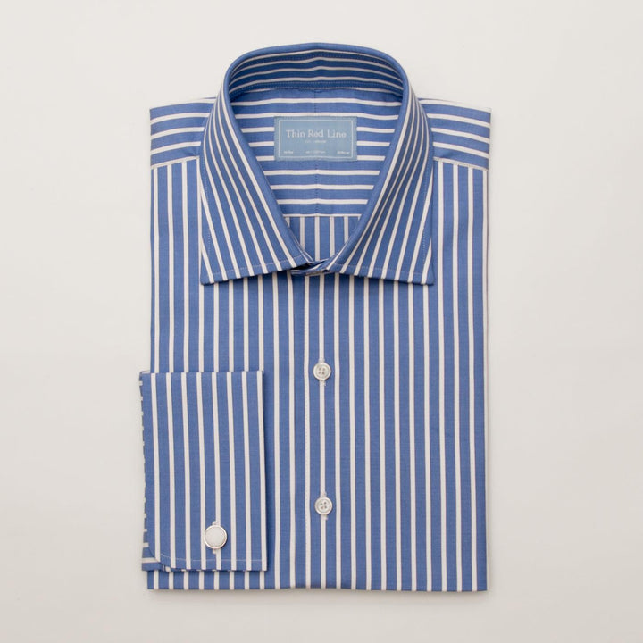 Regent stripe azure extra slim fit shirt - Thin Red Line 