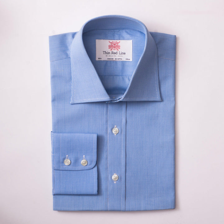 Small gingham check blue classic shirt - Thin Red Line 
