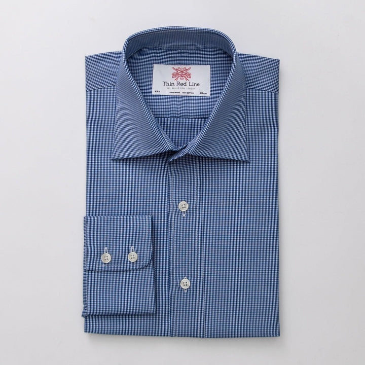 Small gingham check royal blue classic shirt - Thin Red Line 