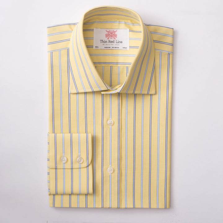 Welby stripe yellow & sky classic shirt - Thin Red Line 