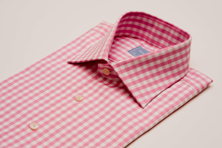 Wild gingham check pink & white extra slim fit shirt - Thin Red Line 